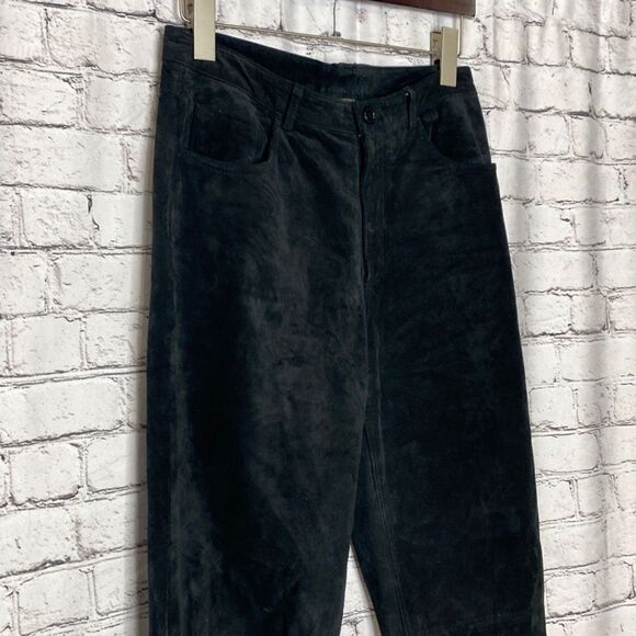 Brandon Thomas Suede Leather Straight Leg Lined Pants Black Size 6‎ - Picture 2 of 12